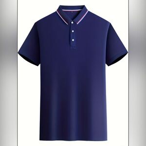Elegant Navy Polo Shirt with Red Accents